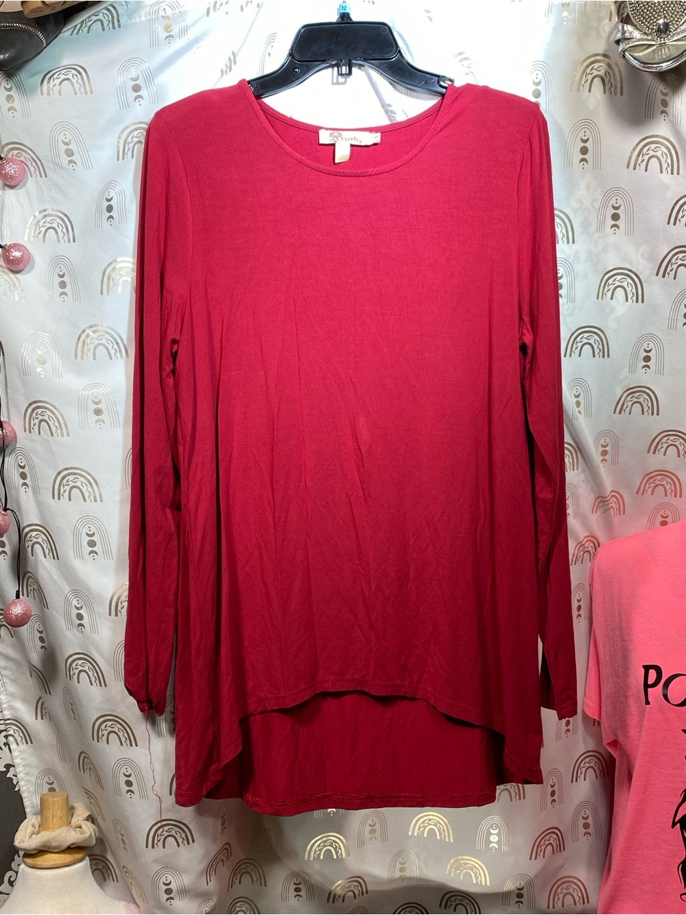 Aryeh Berry Red Long Sleeve Round Neck Tunic